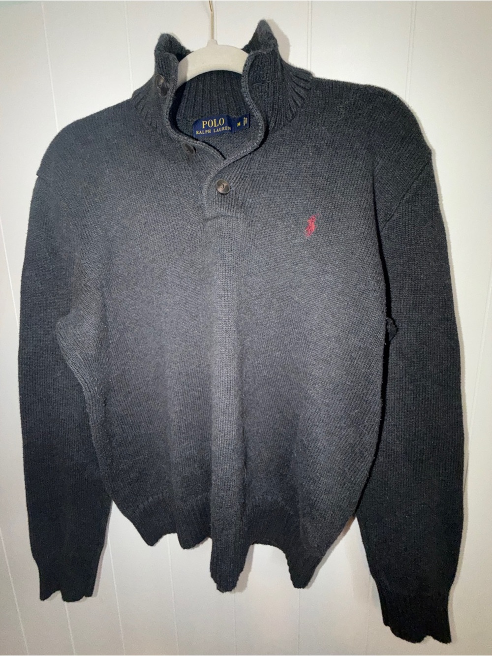 Polo by Ralph Lauren Dark Gray Crewneck Sweater with Red Pony